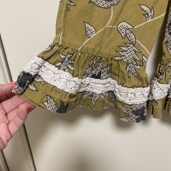 Mustard Pie Girls Ruffle Pants Size 12 Months Boho Lace Trim Fall Colors Palazzo - Picture 2 of 6